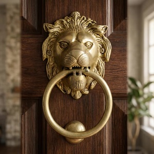 Cast Iron Industrial Lion Head <b>Door</b> Knocker Ring Oval Furniture Handle for Cabinet Drawer Wardrobe Dining Durable Design - Product Image 1