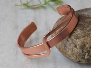 Handcrafted <b>Infinity</b> Copper Cuff <b>Bracelet</b> Open Adjustable Bangle Modern Artisan Jewelry Symbolic Gift For Women Daily Wear - Product Image 6