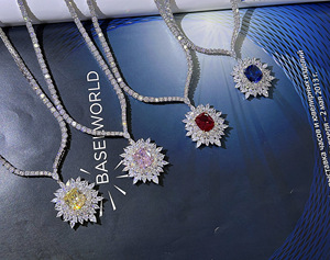 สร้อยคอหรูสร้อยคอเงิน925พรีเมี่ยม faux สีเขียวเพชร zircon สร้อยคอเครื่องประดับ CZ - Product Image 1