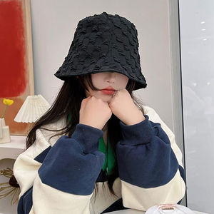 Chapeau Bob Noir Gaufré Unisexe Décontracté Printemps-Été Adulte en Polyester Non-Tissé - Product Image 6