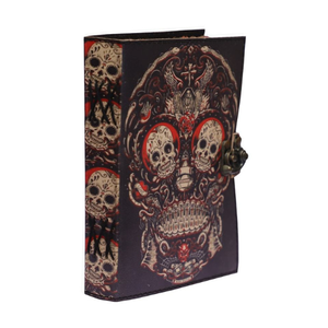 Mini carnet de croquis en cuir, motif squelette Jour des Morts, fait main, cadeau, 60 pages, papier écologique, nom personnalisable - Product Image 4