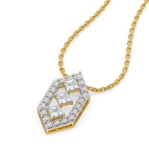 Collar colgante hexagonal de lujo con diamantes de corte princesa en cadena de oro amarillo chapado en oro de 18 quilates, unisex, para uso diario. - Product Image 1