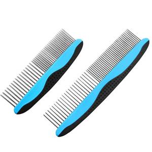 Peine ergonómico portátil para el cuidado diario de mascotas, peine desenredante de pelo con dientes metálicos premium para aseo de mascotas - Product Image 4