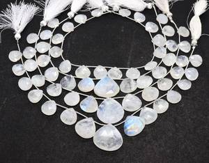 Cuentas facetadas de piedra lunar arcoíris blanca natural AAA en forma de corazón de 14 a 15 mm, cuentas de piedras preciosas arcoíris, hilo de 10 pulgadas por mayorista - Product Image 3