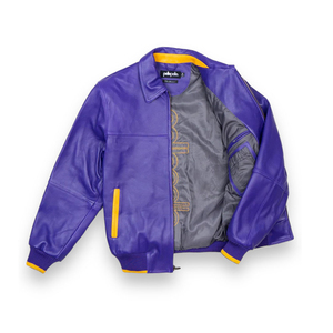 Blouson universitaire en cuir pour homme, marron et noir, style bomber colorblock, avec motif brodé, veste de baseball, streetwear décontracté, vêtement d'extérieur - Product Image 5
