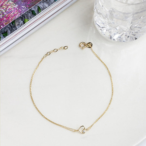 Bracelet chaîne en or jaune 14 carats avec cercle ouvert et diamants de laboratoire - Product Image 3
