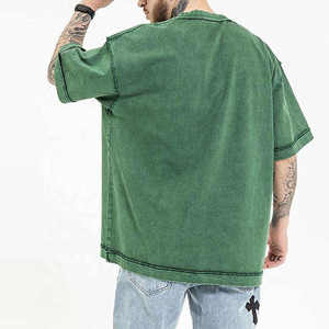เสื้อยืดโอเวอร์ไซส์ผ้าคอตตอน 100% หนานุ่ม สไตล์วินเทจ ล้างสีแบบแอซิดวอช ทรงหลวมไหล่ตก สำหรับผู้ชาย สตรีทแวร์  เสื้อยืดเปล่าไม่มีลาย - Product Image 2