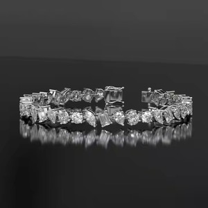 Customized Round Shape Lab Grown Diamond Tennis Bracelet Bezel Setting 18K White Gold Diamond Bracelet for Both Men and Women - Product Image 1