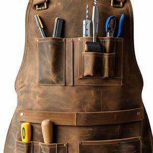 Leather Cooking <b>Apron</b> <b>Kitchen</b> BBQ Grill OEM ODM Wholesale Bulk Orders Thick Leather <b>Apron</b> for Professional LPN-0229 - Product Image 5