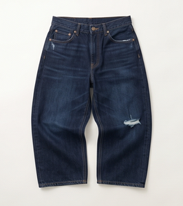 Jeans de Pierna Recta Azul Oscuro para Hombre, Cintura Alta, Desgastados, Rotos, de Mezclilla de Algodón, Corte Regular, Casuales, para Otoño - Product Image 1