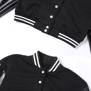 <b>Womens</b> Wool Varsity Bomber <b>Coat</b> Leather Sleeve Custom Patch Logo Embroidery Letterman Baseball College Jacket 2026 - Product Image 3
