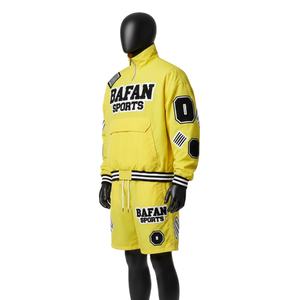 Ensemble short et coupe-vent pour homme, tissu extérieur en polyester premium, panneau coloré avec logo personnalisé, coupe-vent pour homme, ensemble short, grandes tailles - Product Image 4