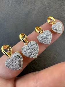 Pendentifs en forme de cœur 3D en MOISSANITE pour femmes, or 14 carats sur argent sterling 925, 4 tailles : 8 mm, 10 mm, 12 mm, 15 mm, Passe le testeur de diamants - Product Image 2