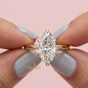 Anillo de compromiso solitario de oro de 14 quilates con corte marquesa, anillo de boda clásico alargado para mujer - Product Image 5