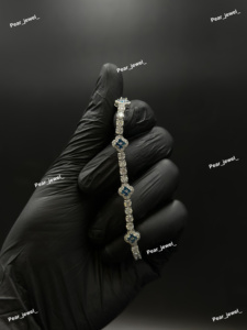 Pulsera de tenis de lujo de plata 925 con moissanita tallada, diseño floral, chapada en rodio, engaste hecho a mano, moderna, para mujer, uso diario - Product Image 2