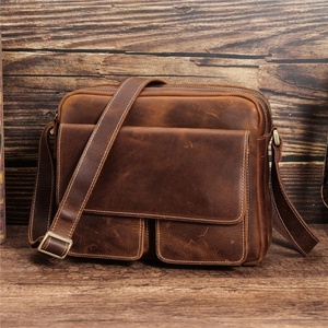 Bolso para portátil de cuero genuino hecho a mano, marrón, estilo mensajero, ligero, de alta calidad, el mejor bolso para portátil de cuero. - Product Image 1
