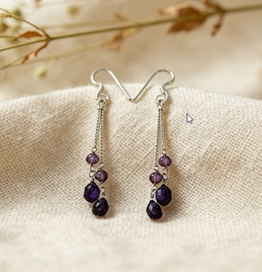 Art Palace Amethyst Drop <b>Earrings</b> 925 Silver Classic Water Drop Shape Women's Jewelry - Product Image 1
