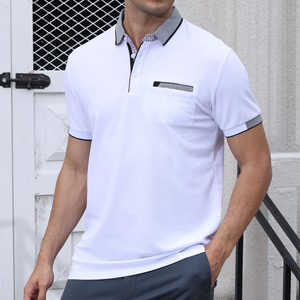 Nuevas Camisetas Polo para Hombre con Bolsillo, Elegantes Camisetas de Algodón a Cuadros de Manga Corta, Camiseta de Golf - Product Image 1