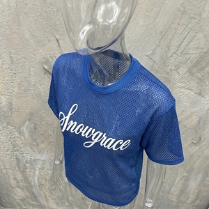 เสื้อยืดผู้ชาย Snowgrace สีน้ำเงิน ผ้าตาข่าย แขนสั้น คอกลม ระบายอากาศได้ดี สวมใส่สบาย พิมพ์ลายตัวอักษร ทรงปกติ - Product Image 6