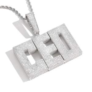 Pendentif personnalisé Hip Hop en moissanite avec initiale, lettre, en argent sterling 925, grand alphabet, bijoux fins, pendentifs et breloques - Product Image 1