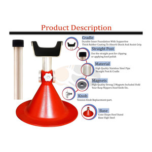 Support de fermeur de sabots robuste taille standard pour chevaux avec doubles supports magnétiques pour outils, conception réglable et durable, rouge vif - Product Image 2