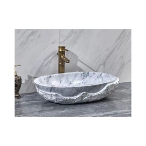 Premium Unique Design Carrara Natural Stone Bathroom Sinks White Marble Wash <b>Basin</b> For Bathroom and Indoor and Outdoor Use - Product Image 1