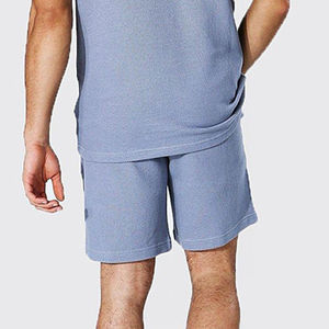 Summer New Men Casual Shorts <b>Sets</b> Washed Color Short Sleeve T-Shirt <b>Knitted</b> Embroidered Solid Tracksuit <b>Set</b> - Product Image 4