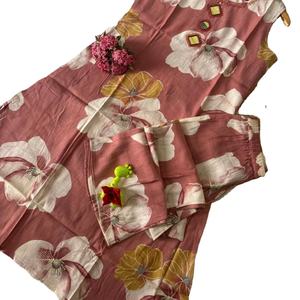 Reyon señoras largo Kurti intrincado corte trabajo bordado hecho a mano Chanderi seda estampado mangas pesado algodón forro indio - Product Image 2