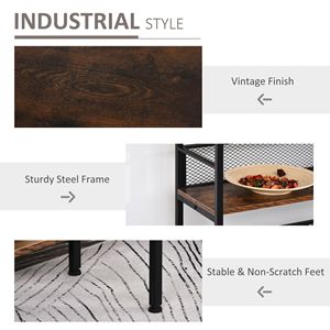 "Adjustable Modern Farmhouse Multi-functional 3-Tier Industrial <b>Console</b> <b>Table</b> <b>Black</b> Wood & Metal" - Product Image 6