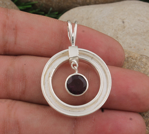 Collar de Plata de Ley 925 Chapado en Platino Hecho a Mano con Granate Rojo Natural Vintage, Joyería de Piedra Natal de Enero, Venta al por Mayor - Product Image 3