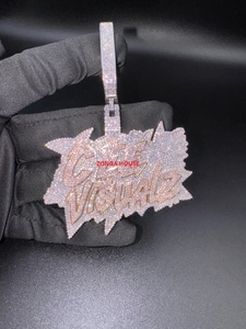 Cee Visualz Rose <b>Gold</b> Plated Moissanite Pendant 925 Silver Themed Hiphop Style Letter Charm Unisex Everyday Wear custom pendant - Product Image 2