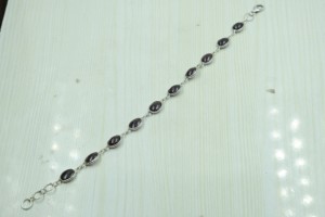 Natural Garnet 925 Sterling Silver Handmade Chain Bracelet Oval Cabochon Gemstone Link Bracelet Adjustable Women Jewelry for <b>Men</b> - Product Image 3