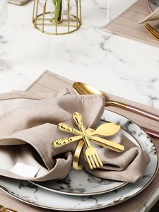 Meilleures ventes : porte-serviettes en feuille d'olivier dorée, décoration de table en métal de luxe pour mariage, dîner, hôtel, fête - Product Image 6