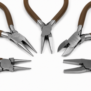 Jewelry <b>Pliers</b> <b>Set</b> 5Pcs Stainless Steel Tools For DIY Jewelry Making With Brown Handles In Carry Case - Product Image 2
