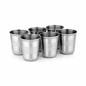 6 Pcs Stainless Steel Water Glass Set <b>Reusable</b> Metal Drinking Tumbler Shatterproof Juice Milk <b>Cups</b> for Family Restaurant - Product Image 1