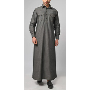 Túnica islámica transpirable para hombre, estilo Thawb, Caftán, Jubba, Jalabiya, con bordado de imitación de seda, ropa islámica tradicional. - Product Image 1