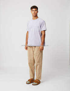 Camiseta Unisex Extra Grande con Logotipo Bordado Personalizado, Teñida con Pigmentos, con Bolsillo, Hombros Caídos, Cuello Redondo de Algodón para Hombre - Product Image 5