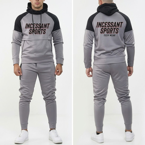 Conjunto de Sudadera con Capucha y Pantalón de Chándal para Hombre, Cortavientos, con Lavado Ácido y Bloques de Color Camuflaje, Venta al por Mayor, Ropa Deportiva Casual Personalizada - Product Image 1