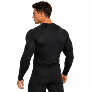 Comfortable Casual Breathable Rash Guard <b>Men</b> Solid Colour Base Layer Uniform Premium Soft Short Sleeve Spandex/Cotton Gym Shirt - Product Image 4
