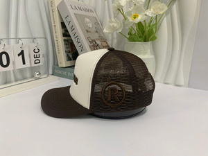 High Quality 6 Panel Cotton Mesh Trucker <b>Hat</b> Curved Brim Custom Logo Embroidered Structured Hip Hop Style Casual Outdoor Travel - Product Image 4