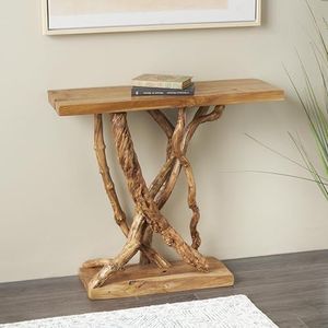 Mesa Consola Rectangular de Madera Reciclada, Estilo Rústico, para Entrada, Mueble Decorativo de Madera Sólida - Product Image 1