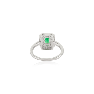 สินค้าขายดี แหวนคลัสเตอร์คู่มรกตและเพชรแท้ 100% ทองคำขาว 14K สำหรับงานหมั้นและงานแต่งงาน - Product Image 6