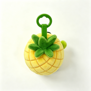 Customized Pineapple-shaped plush <b>keyring</b>,Smiling face pineapple plush keychain, Yellow pineapple plush <b>charm</b> - Product Image 4