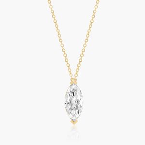 14K White Gold Marquise Cut Lab Grown Diamond Solitaire Pendant <b>Necklace</b> Elegant Minimalist Fine Jewelry For Women - Product Image 2