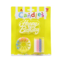 Bougies en Cire de Paraffine Écologiques Multicolores Rayées Joyeux Anniversaire avec Support pour Décoration de Gâteaux, Fêtes et Bars