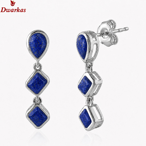 Elegant women's trendy geometric <b>drop</b> <b>earrings</b> 925 sterling <b>silver</b> lapis lazuli gemstone high quality gemstone <b>drop</b> <b>earrings</b> - Product Image 1