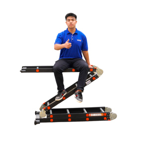 En131 Aluminum Alloy Multi-Position Folding Ladder 12ft <b>12</b> Steps 300kg Load Capacity Home Use - Product Image 1