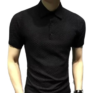 Polo homme coupe cintrée Polo été 2025 nouveau col rond rayé haut tricoté manches courtes décontracté affaires pour hommes - Product Image 1