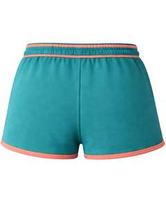 Shorts en molleton de coton personnalisés pour femmes, couleur turquoise avec contraste corail, taille élastique, décontractés, pour l'été, sport et détente, fabricant - Product Image 2