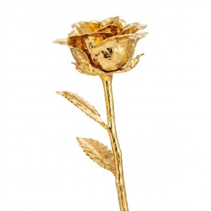 Rosa Real Bañada en Oro de 24K al por Mayor, Flor de Tallo Largo Chapada en Oro, Regalos de Lujo para el Día de San Valentín y Aniversarios para Ella - Product Image 4